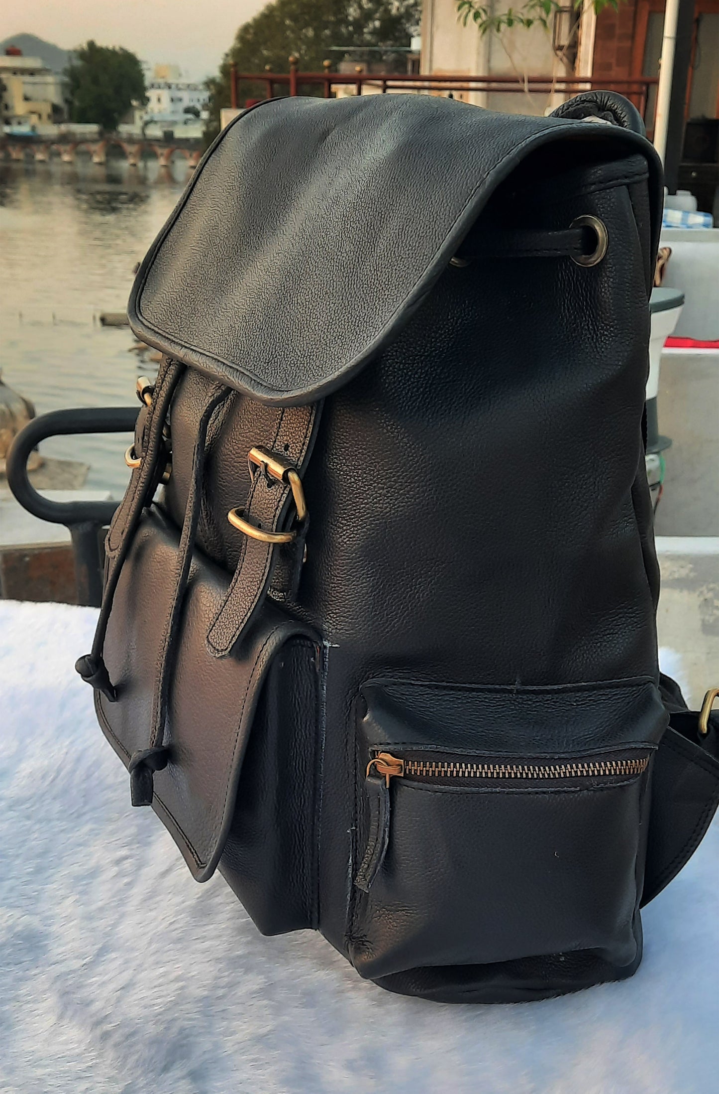 Leather Backpack â€?Handmade 15.5 Inch Unisex Backpack.